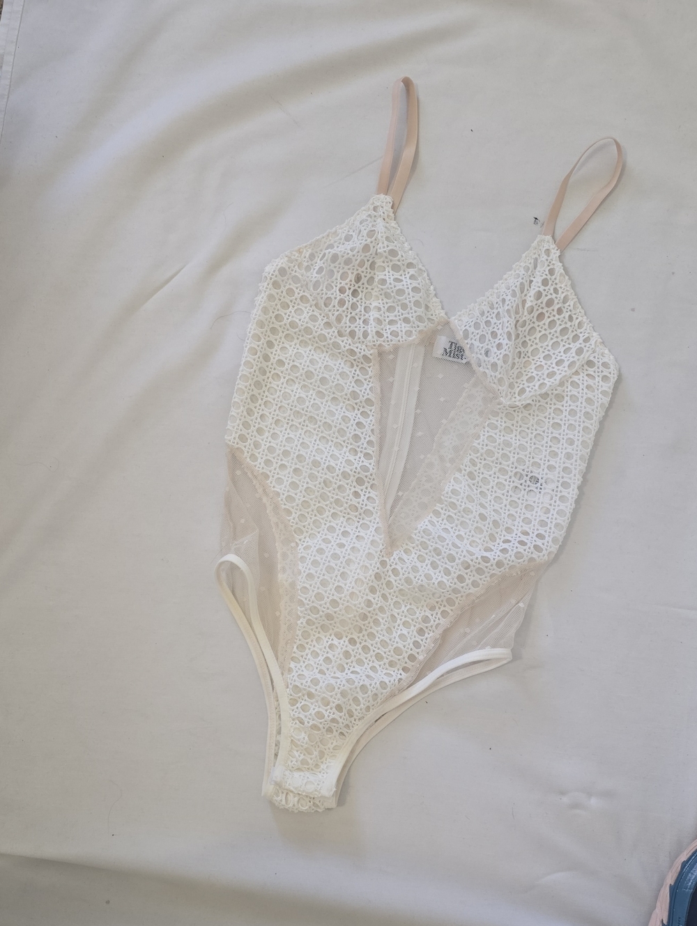 Tiger Mist White Lace Kids One-Piece with Blush Straps